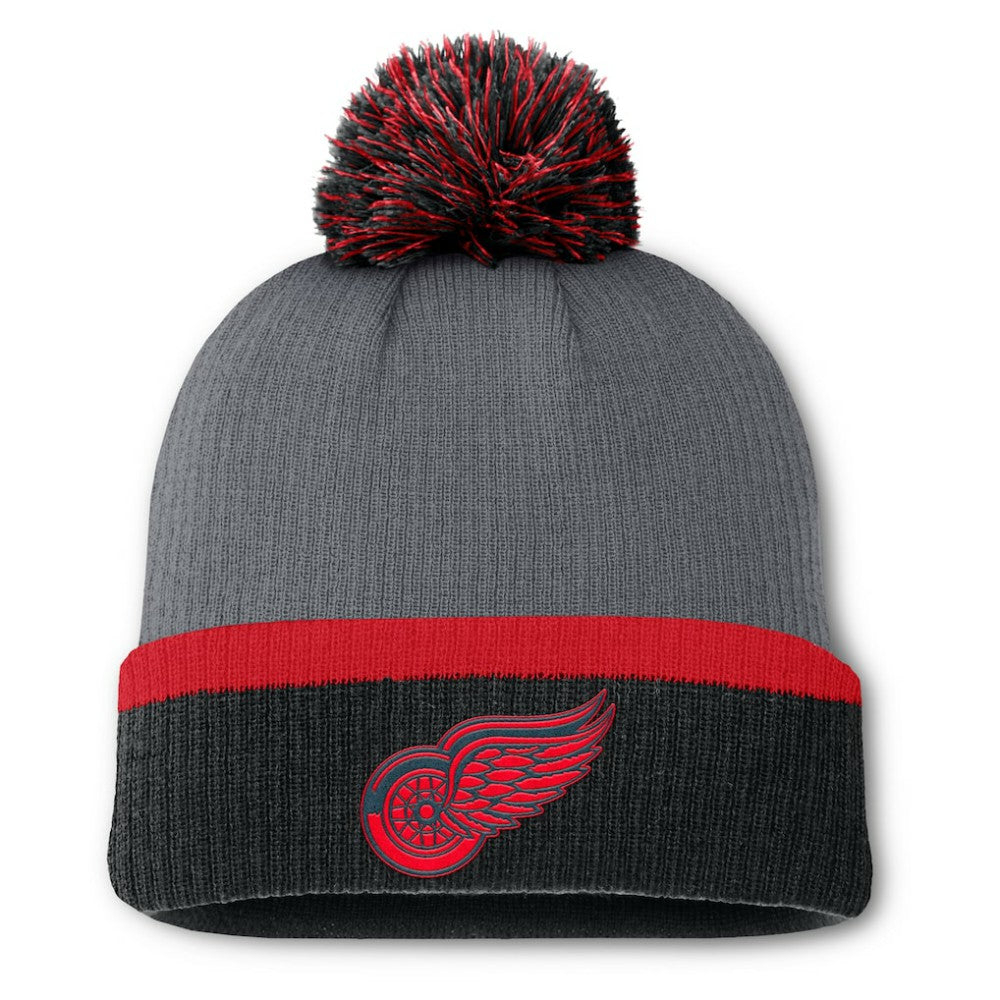 Detroit Red Wings Fanatics Women's Cuffed Knit Hat with Pom - Charcoal | US 201193437
