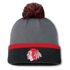 Chicago Blackhawks Fanatics Women's Cuffed Knit Hat with Pom - Charcoal | US 201193438