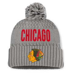 Chicago Blackhawks Fanatics Women's Heritage Tilly Cuffed Knit Hat with Pom - Gray | US 201193564
