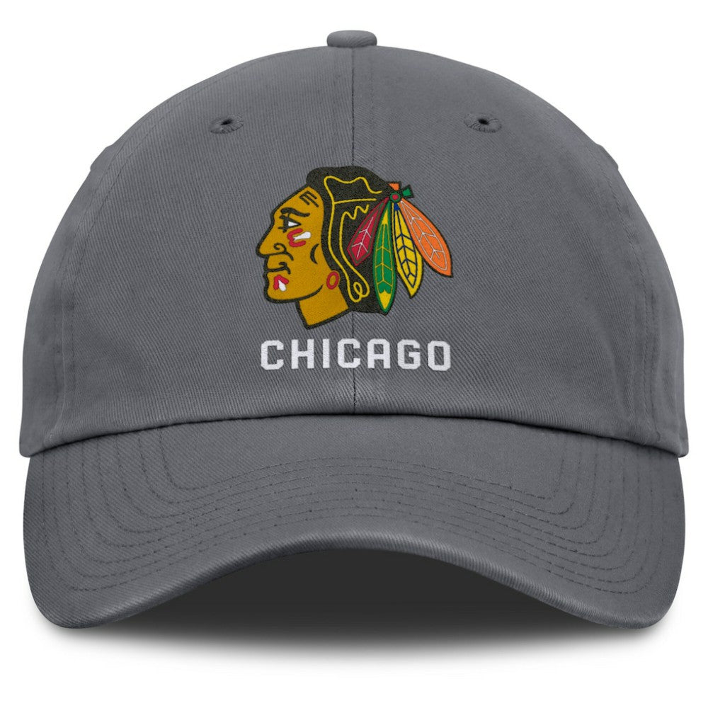 Chicago Blackhawks Fanatics Washed Adjustable Hat - Charcoal | US 201193611