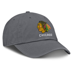 Chicago Blackhawks Fanatics Washed Adjustable Hat - Charcoal | US 201193611