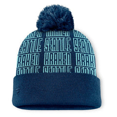 Seattle Kraken Fanatics Fundamental Empty Net Cuffed Knit Hat with Pom - Deep Sea Blue | US 201193632