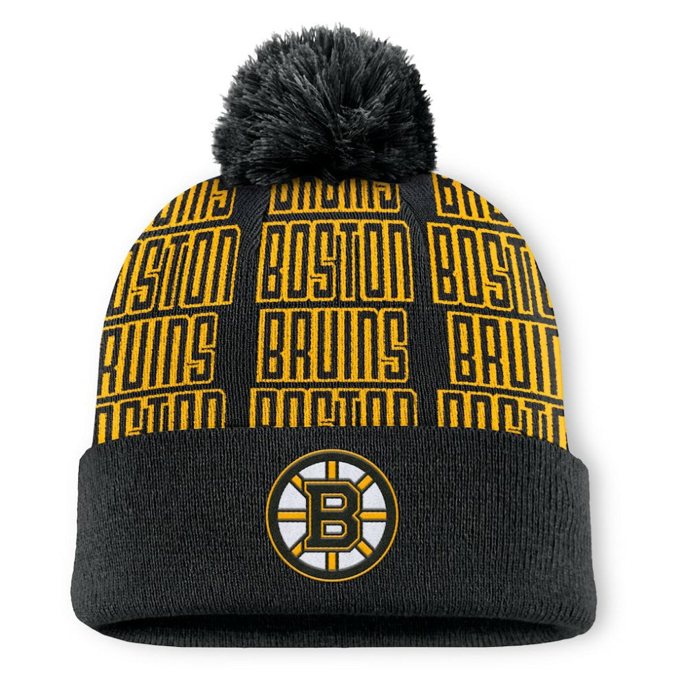 Boston Bruins Fanatics Fundamental Empty Net Cuffed Knit Hat with Pom - Black | US 201193639