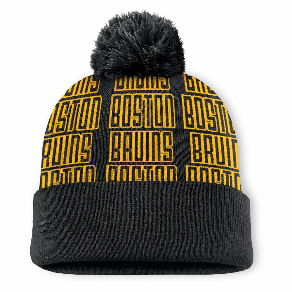 Boston Bruins Fanatics Fundamental Empty Net Cuffed Knit Hat with Pom - Black | US 201193639