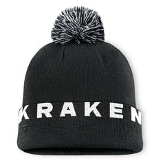 Seattle Kraken Fanatics Fundamental High Stick Cuffed Knit Hat with Pom - Black | US 201193648
