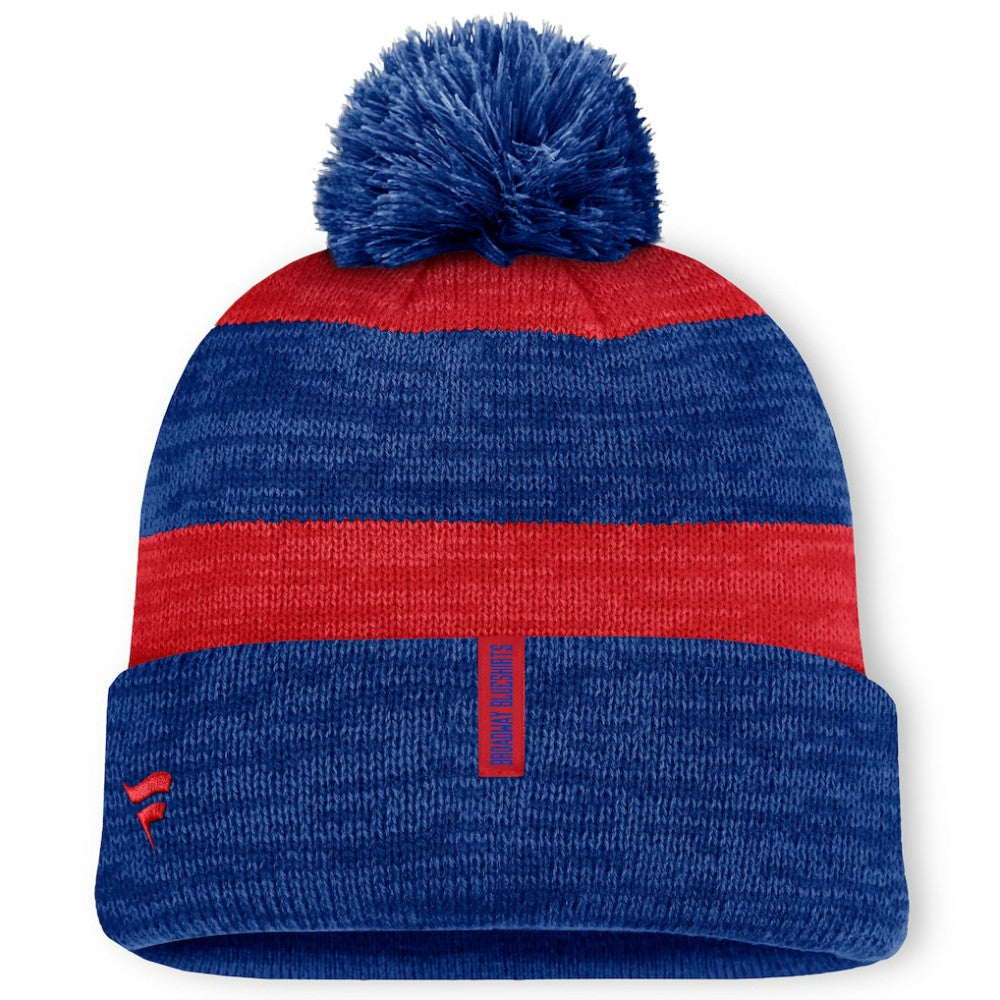 New York Rangers Fanatics Fundamental Red Line Cuffed Knit Hat with Pom - Navy | US 201193687