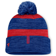 New York Rangers Fanatics Fundamental Red Line Cuffed Knit Hat with Pom - Navy | US 201193687