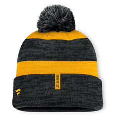 Pittsburgh Penguins Fanatics Fundamental Red Line Cuffed Knit Hat with Pom - Black | US 201193690
