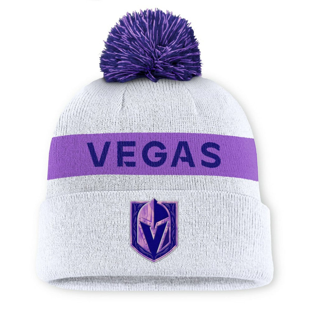 Vegas Golden Knights Fanatics Hockey Fights Cancer Cuffed Knit Hat with Pom - White | US 201193750