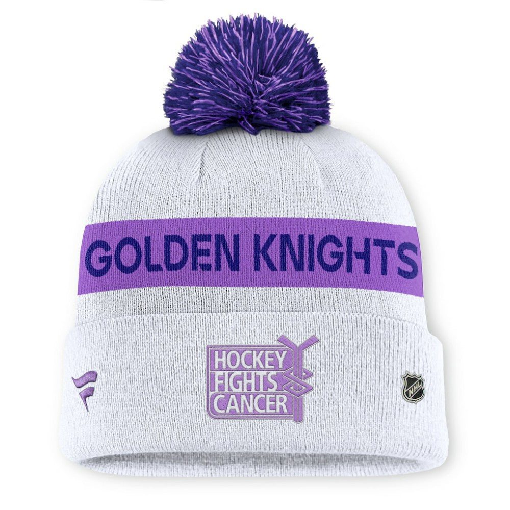Vegas Golden Knights Fanatics Hockey Fights Cancer Cuffed Knit Hat with Pom - White | US 201193750