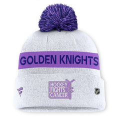 Vegas Golden Knights Fanatics Hockey Fights Cancer Cuffed Knit Hat with Pom - White | US 201193750