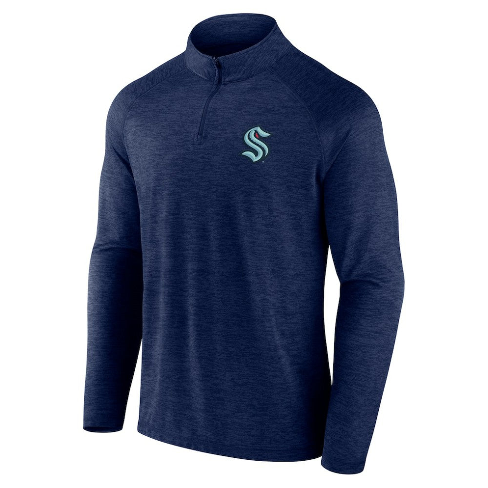 Seattle Kraken Logo Athletic Head-to-Head Raglan Quarter-Zip Top - Navy | US 201194798