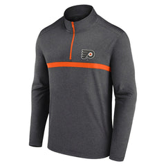 Philadelphia Flyers Logo Athletic Head-to-Head Raglan Quarter-Zip Top - Heather Charcoal | US 201194804