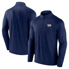 Nashville Predators Logo Athletic Head-to-Head Raglan Quarter-Zip Top - Navy | US 201194816