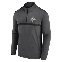 Pittsburgh Penguins Logo Athletic Head-to-Head Raglan Quarter-Zip Top - Heather Charcoal | US 201194818