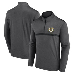 Boston Bruins Logo Athletic Head-to-Head Raglan Quarter-Zip Top - Heather Charcoal | US 201194819