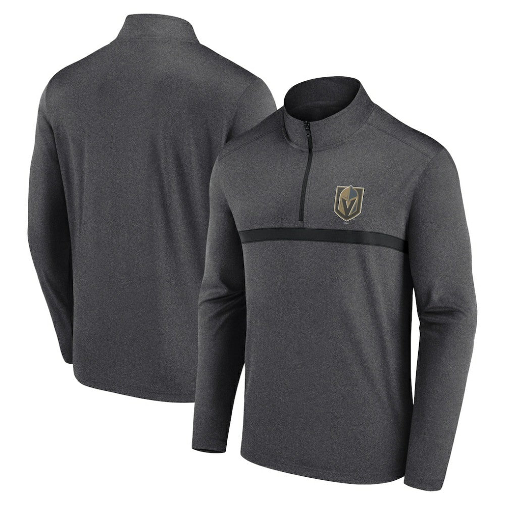 Vegas Golden Knights Logo Athletic Head-to-Head Raglan Quarter-Zip Top - Heather Charcoal | US 201194820