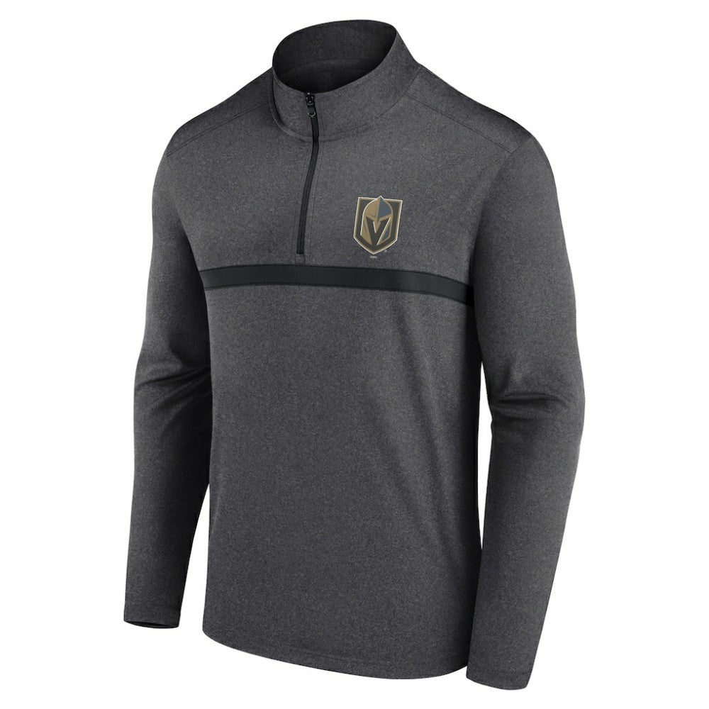 Vegas Golden Knights Logo Athletic Head-to-Head Raglan Quarter-Zip Top - Heather Charcoal | US 201194820
