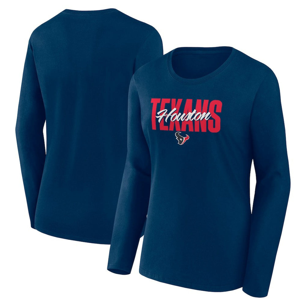 Houston Texans Logo Athletic Women's Grip Long Sleeve T-Shirt - Navy T-shirts
