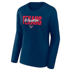 Houston Texans Logo Athletic Women's Grip Long Sleeve T-Shirt - Navy T-shirts