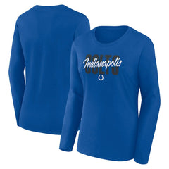Indianapolis Colts Logo Athletic Women's Grip Long Sleeve T-Shirt - Royal T-shirts
