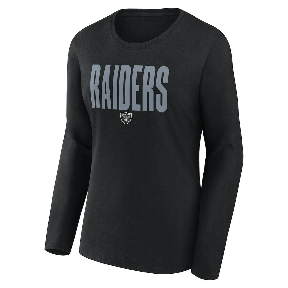 Las Vegas Raiders Logo Athletic Women's Grip Long Sleeve T-Shirt - Black T-shirts