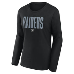 Las Vegas Raiders Logo Athletic Women's Grip Long Sleeve T-Shirt - Black T-shirts