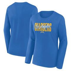 Los Angeles Chargers Logo Athletic Women's Grip Long Sleeve T-Shirt - Powder Blue T-shirts