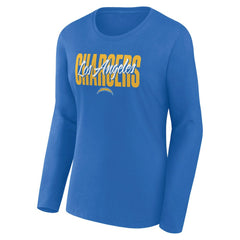 Los Angeles Chargers Logo Athletic Women's Grip Long Sleeve T-Shirt - Powder Blue T-shirts