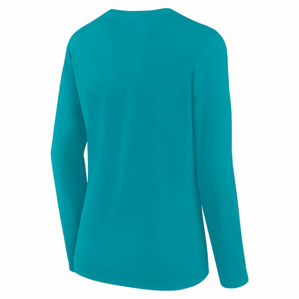 Miami Dolphins Logo Athletic Women's Grip Long Sleeve T-Shirt - Aqua T-shirts