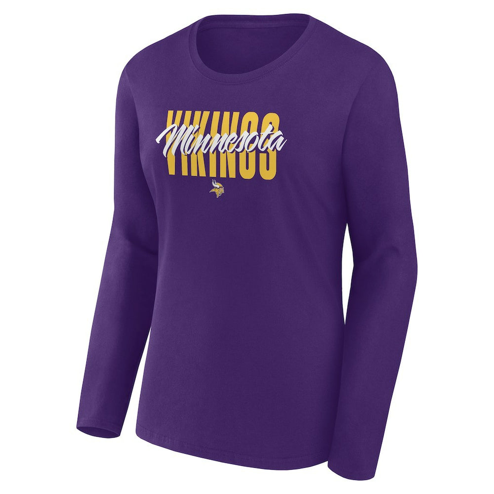 Minnesota Vikings Logo Athletic Women's Grip Long Sleeve T-Shirt - Purple T-shirts