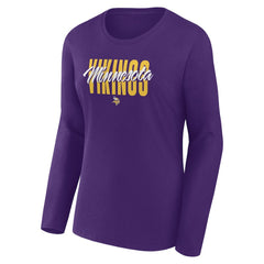 Minnesota Vikings Logo Athletic Women's Grip Long Sleeve T-Shirt - Purple T-shirts