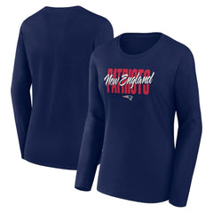 New England Patriots Logo Athletic Women's Grip Long Sleeve T-Shirt - Navy T-shirts