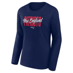 New England Patriots Logo Athletic Women's Grip Long Sleeve T-Shirt - Navy T-shirts