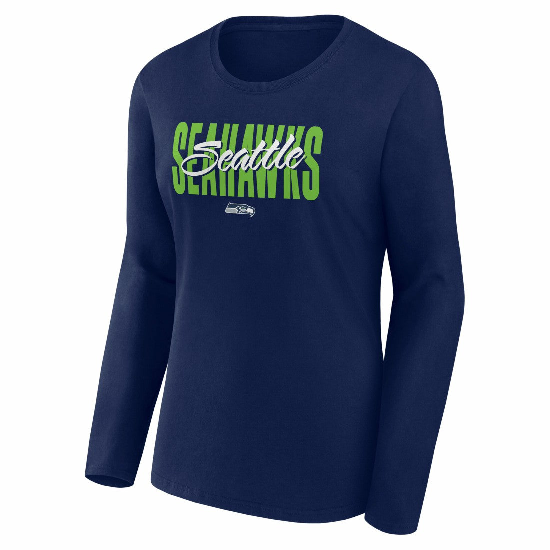 Seattle Seahawks Logo Athletic Women's Grip Long Sleeve T-Shirt - College Navy T-shirts