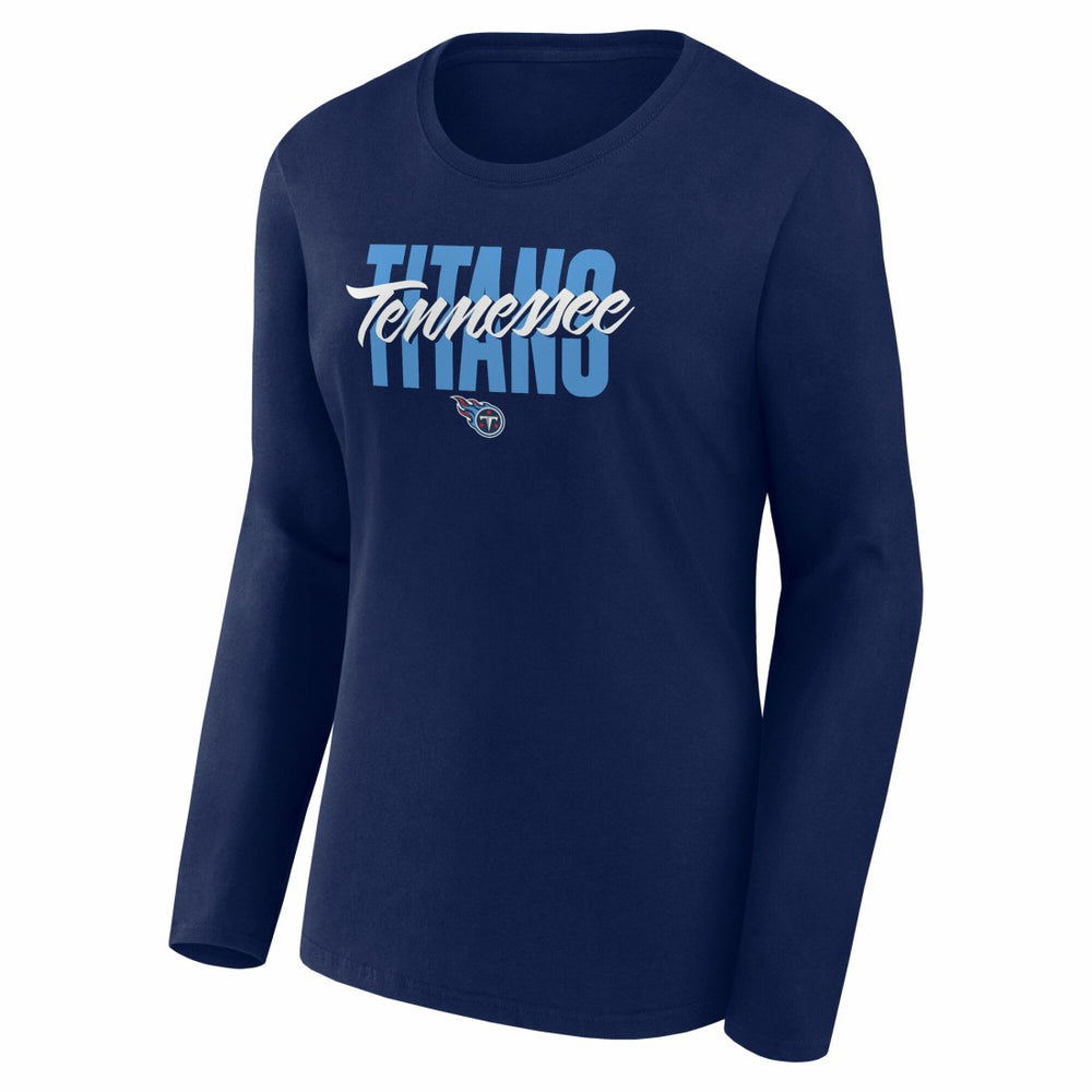 Tennessee Titans Logo Athletic Women's Grip Long Sleeve T-Shirt - Navy T-shirts