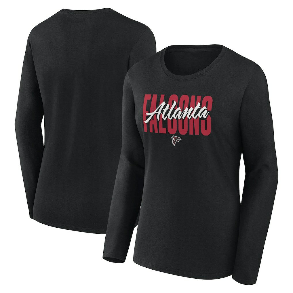 Atlanta Falcons Logo Athletic Women's Grip Long Sleeve T-Shirt - Black T-shirts
