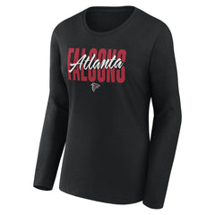 Atlanta Falcons Logo Athletic Women's Grip Long Sleeve T-Shirt - Black T-shirts