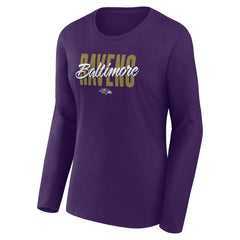 Baltimore Ravens Logo Athletic Women's Grip Long Sleeve T-Shirt - Purple T-shirts