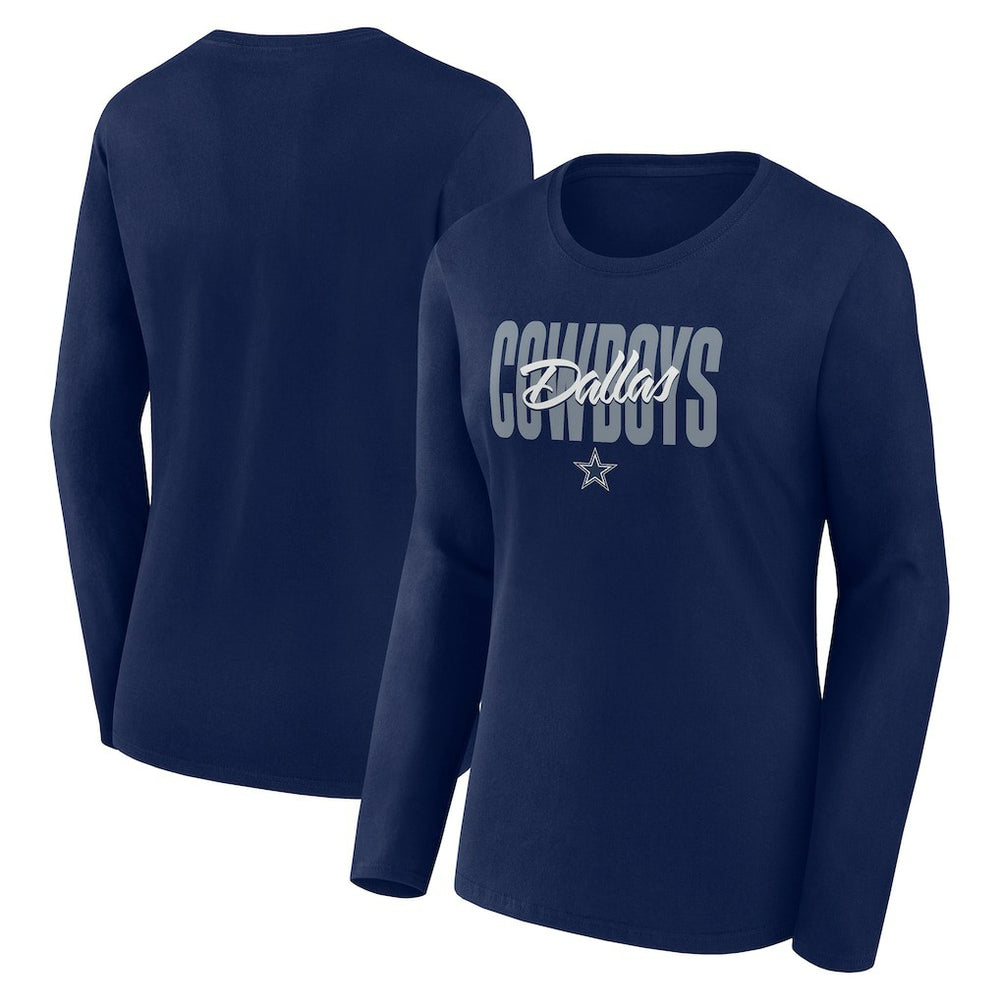 Dallas Cowboys Logo Athletic Women's Grip Long Sleeve T-Shirt - Navy T-shirts