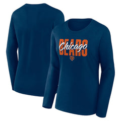 Chicago Bears Logo Athletic Women's Grip Long Sleeve T-Shirt - Navy T-shirts