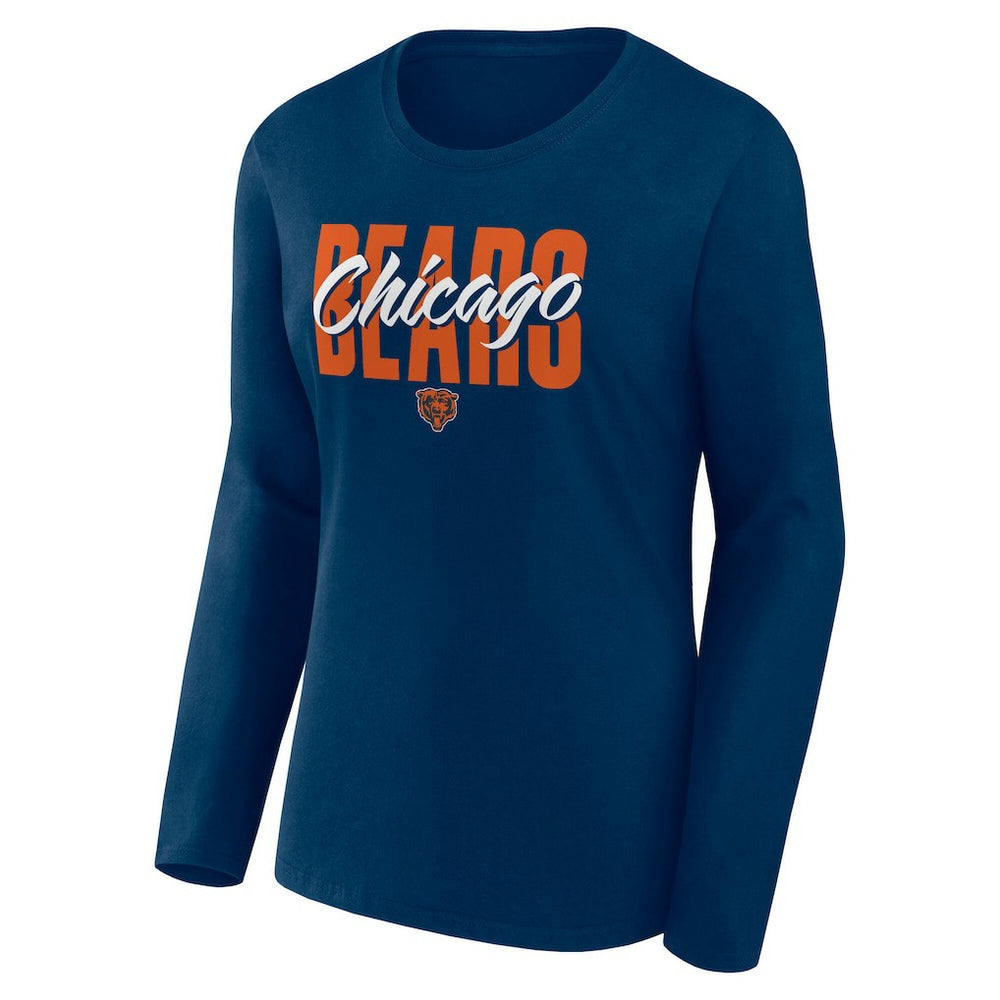 Chicago Bears Logo Athletic Women's Grip Long Sleeve T-Shirt - Navy T-shirts