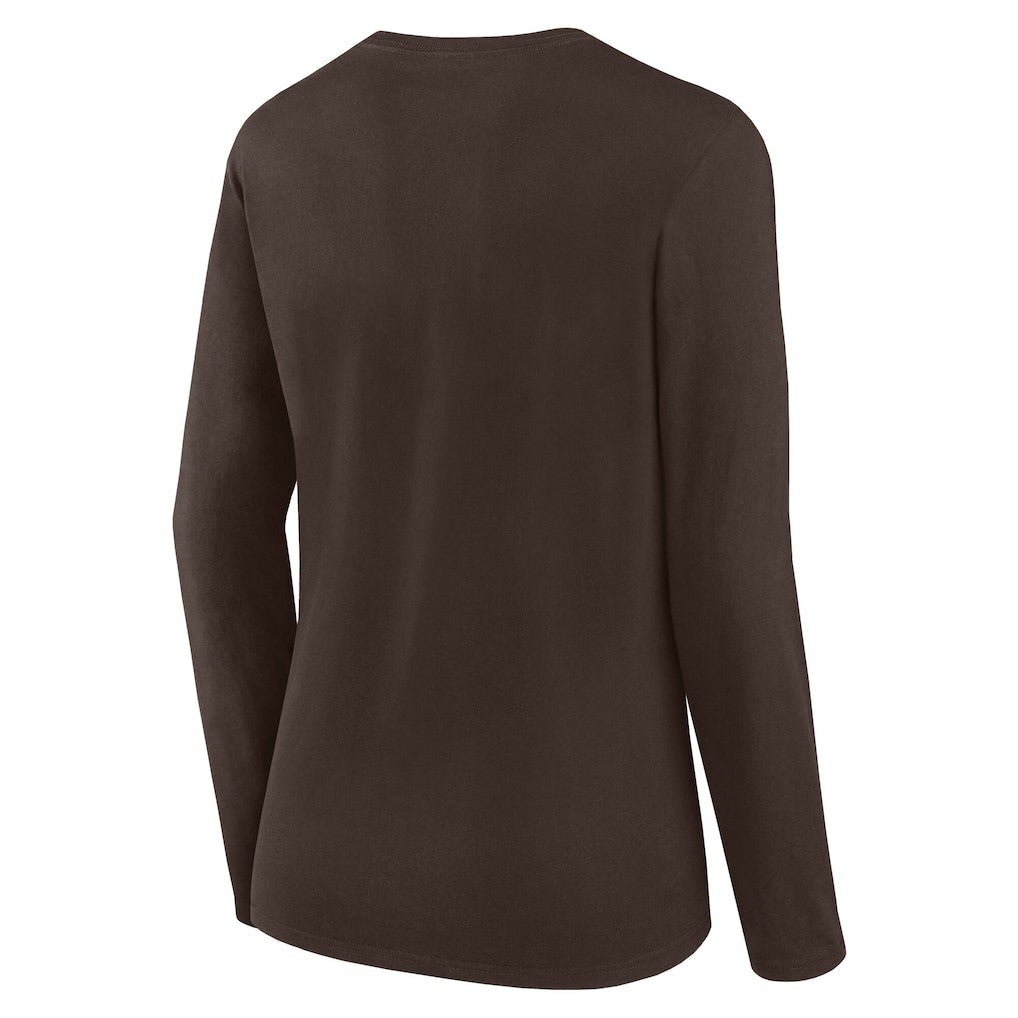 Cleveland Browns Logo Athletic Women's Grip Long Sleeve T-Shirt - Brown T-shirts