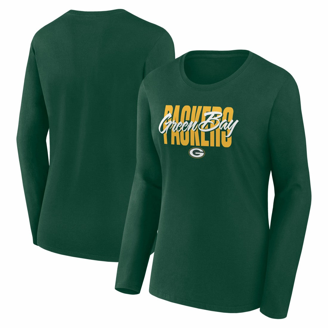 Green Bay Packers Logo Athletic Women's Grip Long Sleeve T-Shirt - Green T-shirts