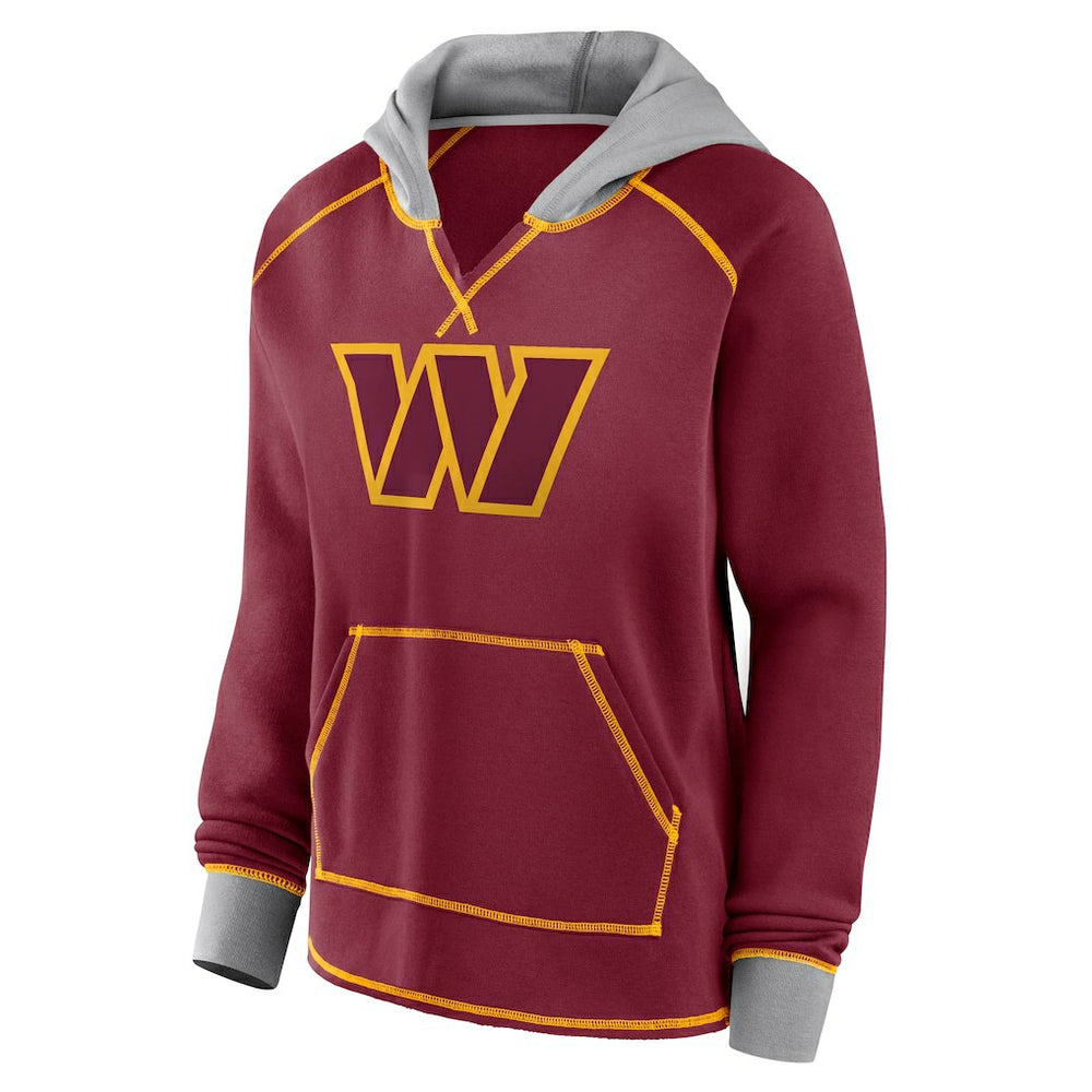 Washington Commanders Logo Athletic Women's Boom Fleece Pullover V-Neck Hoodie - Burgundy Hoodies