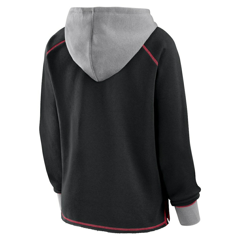 Atlanta Falcons Logo Athletic Women's Boom Fleece Pullover V-Neck Hoodie - Black Hoodies