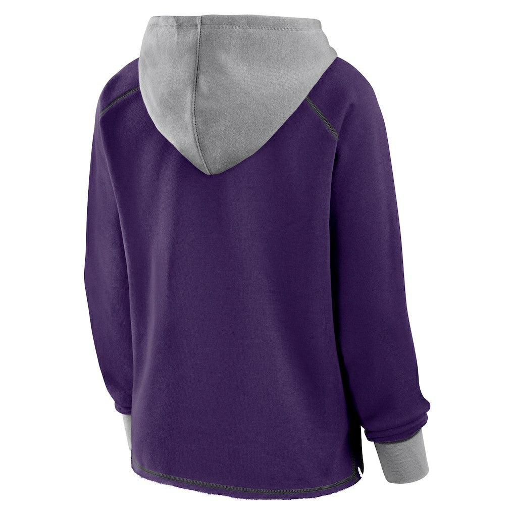 Baltimore Ravens Logo Athletic Women's Boom Fleece Pullover V-Neck Hoodie - Purple Hoodies