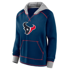 Houston Texans Logo Athletic Women's Boom Fleece Pullover V-Neck Hoodie - Navy Hoodies