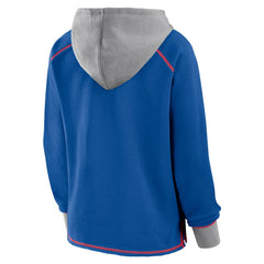 New York Giants Logo Athletic Women's Boom Fleece Pullover V-Neck Hoodie - Royal Hoodies