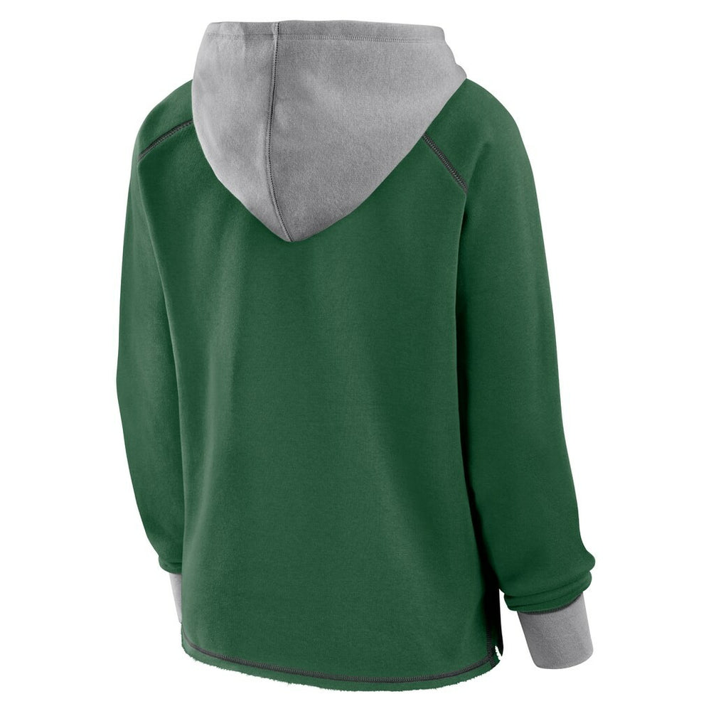 New York Jets Logo Athletic Women's Boom Fleece Pullover V-Neck Hoodie - Green Hoodies